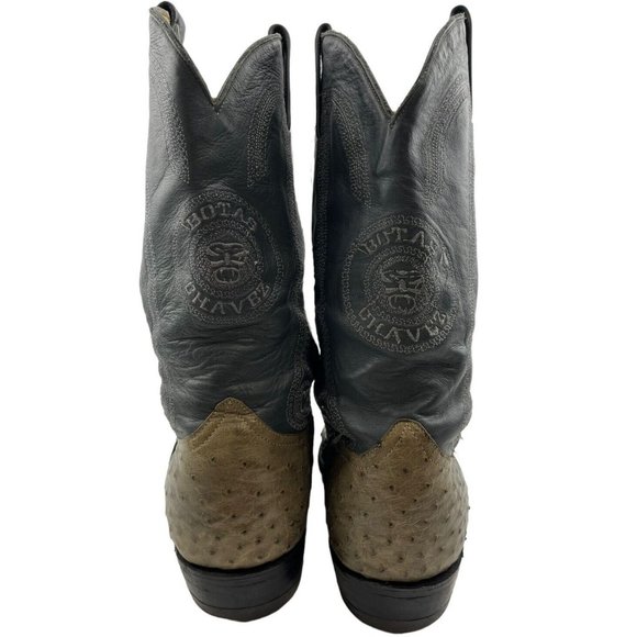 Men's Chavez Blue / Gray  Ostrich Pointed Toe Western Cowboy Boots Size 8 - Picture 4 of 7